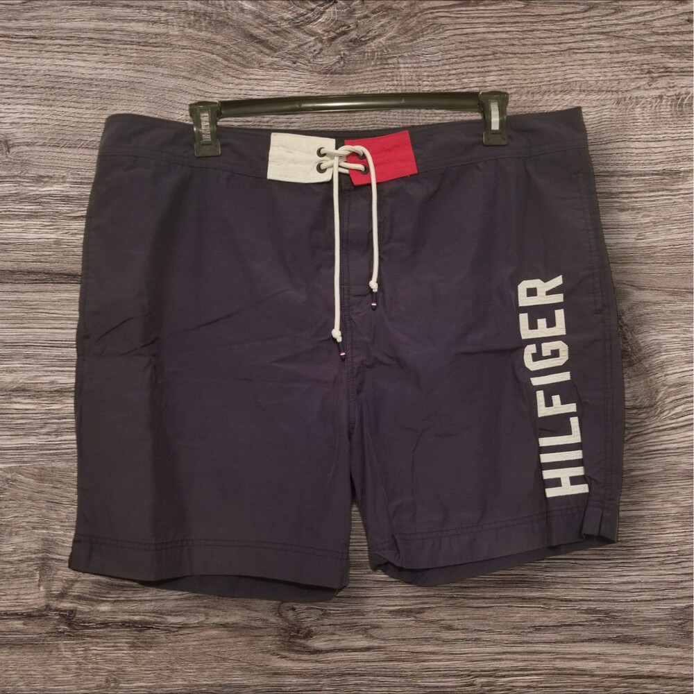 Tommy Hilfiger Men's Shorts LOGO Spell-Out Swim Trunks Mesh Lining Size XXL